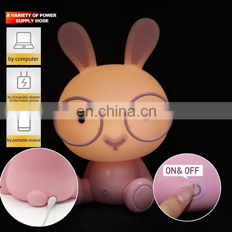 Bunny rabbit led night light table lamp for kids