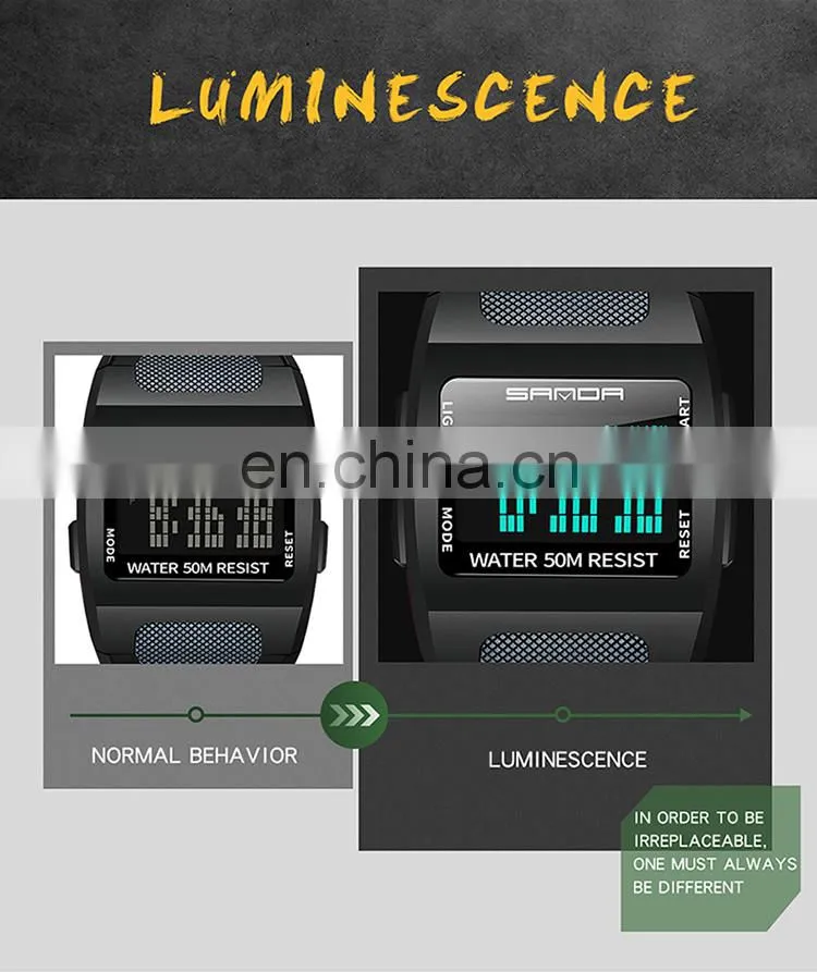 SANDA 222 Trendy High End Men's Digital Sports Watch Resin Strap Luminous Week Display Male Watches