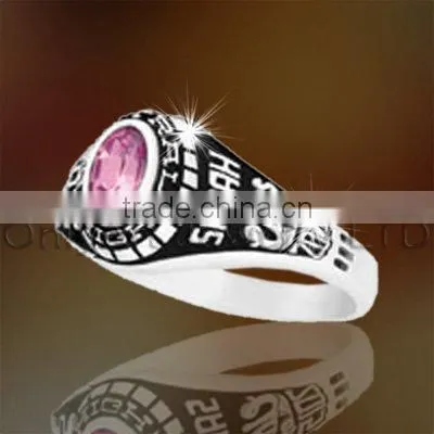 classic and fashion 925 silver class ring with CZ for girls, 3D design ring
