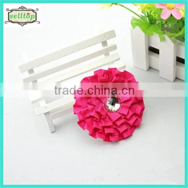 Cheaper hot sale 8cm ribbon flowers for headbands