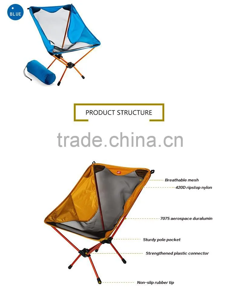 Lightweight 7075 Aluminum Outdoor Camping Hiking Fishing BBQ Traveling Folding Chair