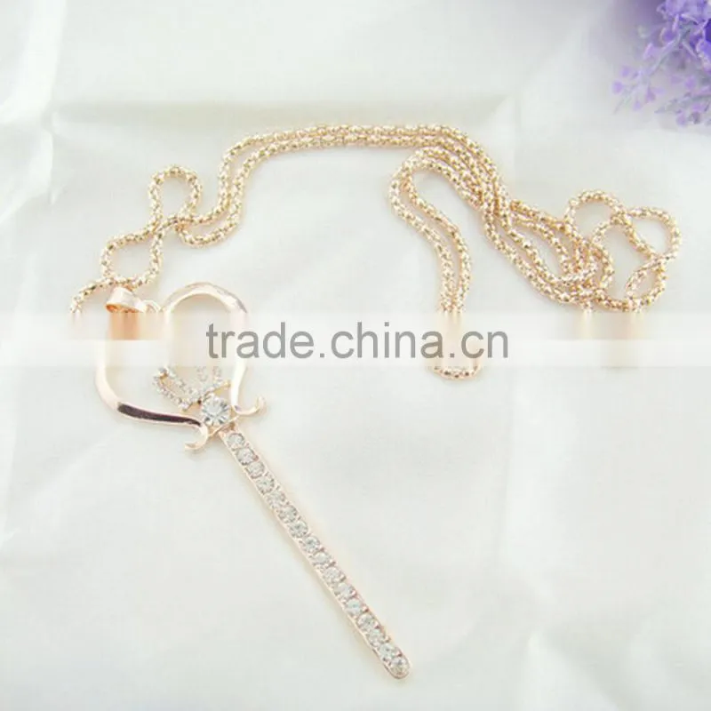 Chinese Fashion Jewelry Key Style Sweater Chain Pendant Necklace Princess Necklace