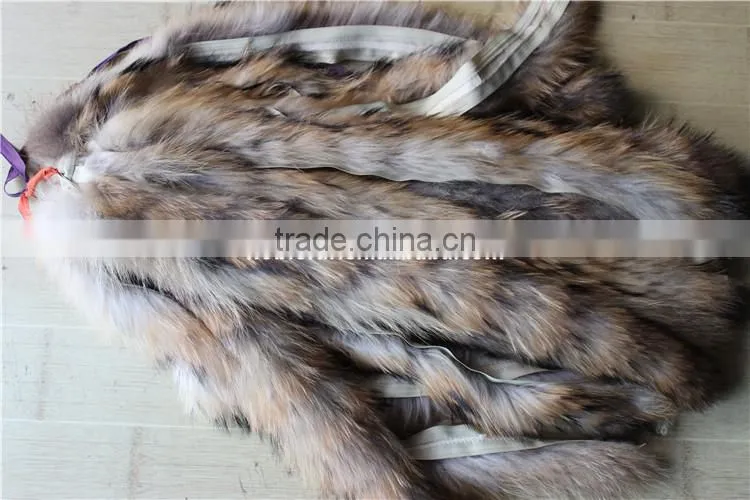 Factory Direct Natural Color Raccoon Fur Stripes For Jacket Collar