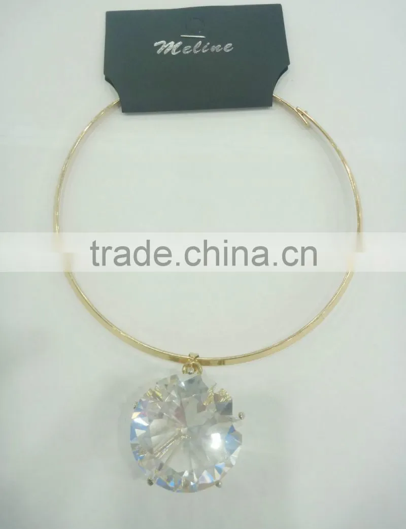 FACHION BIG GLASS STONE PENDANT COLLAR NECKLACE