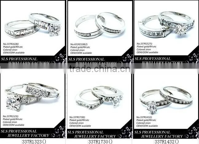 100% 925 sterling silver material plated gold/rose gold/RH fashion jewelry wholesale wedding jewelry couple love band rings