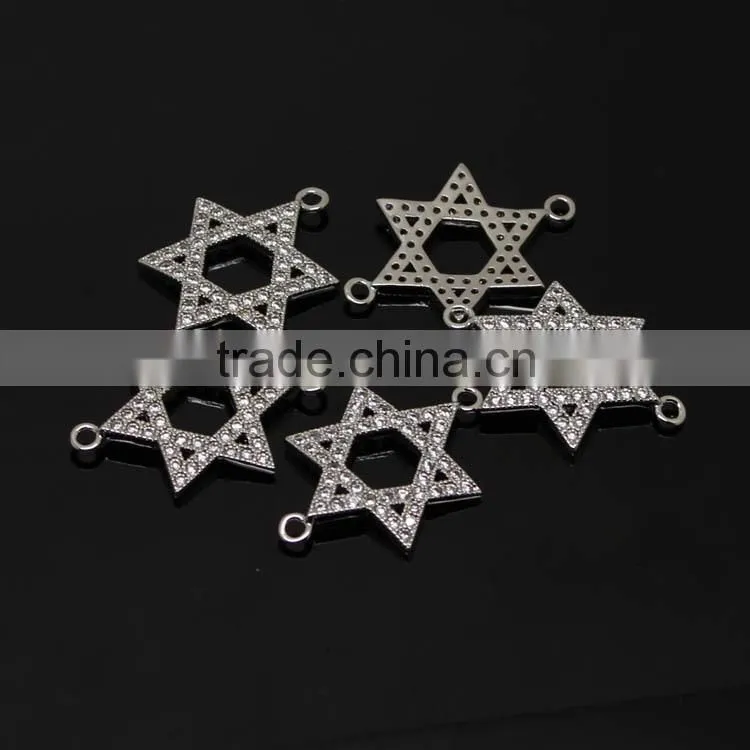 CZ6461 Wholesale mirco cz pave hexagonal star bracelet charm connectors