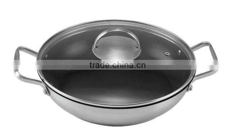 SA-12081 Stainless Steel Non Stick Wok / Frying wok / Induction Cooking wok / Chinese wok