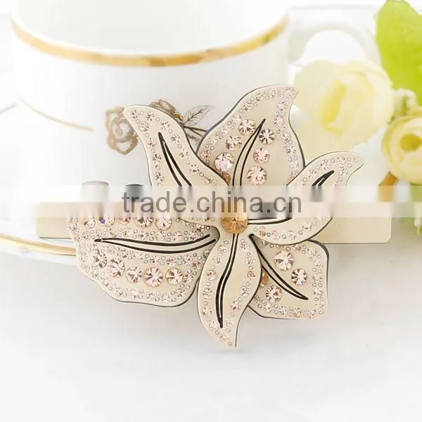 2014 Latest Design Big Flower Hair Clips With Crystal