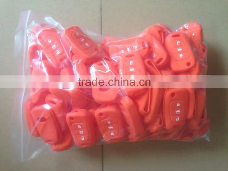 High quality silicone car key case for vw 3 button key cover in navy blue for silicone key case