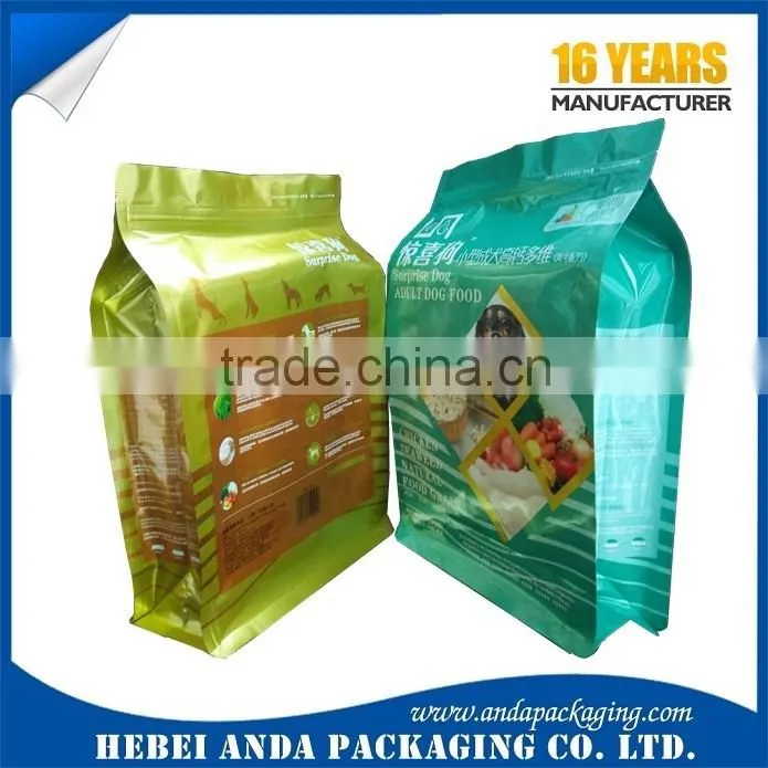 2016 Hot sale stand up dog food packaging plastic zipper bag