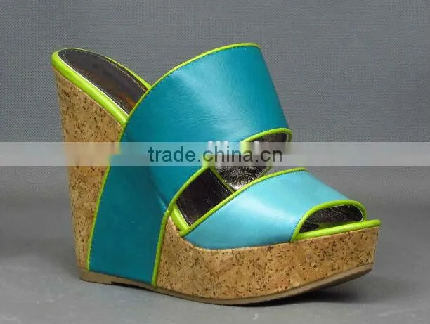 Candy blue women high heel wedge heel sandal shoes girl thick sole wedge heel women shoes