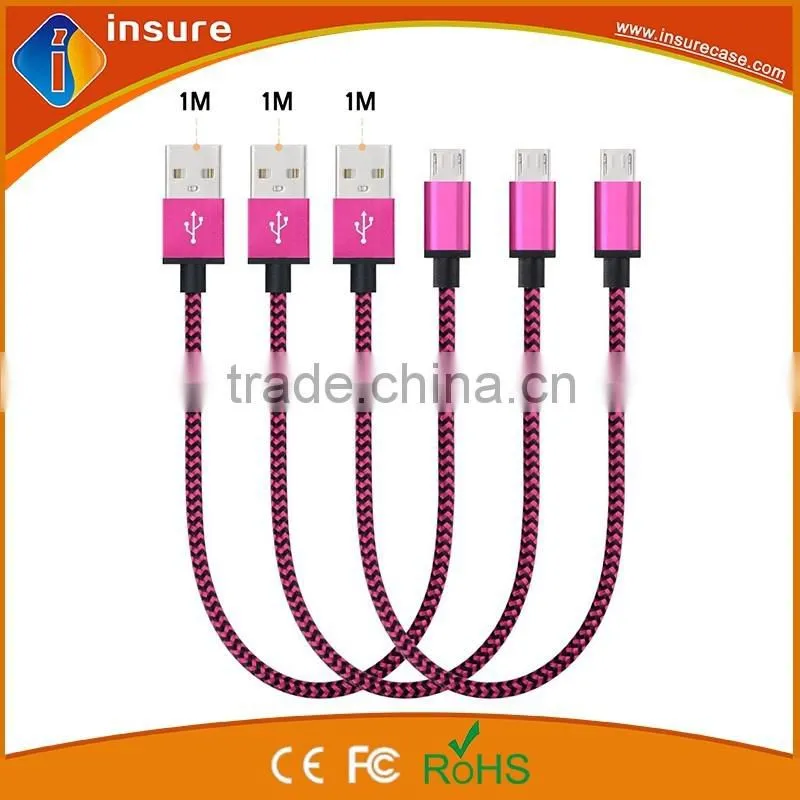 1M colorful braided cheap usb cable with good quality