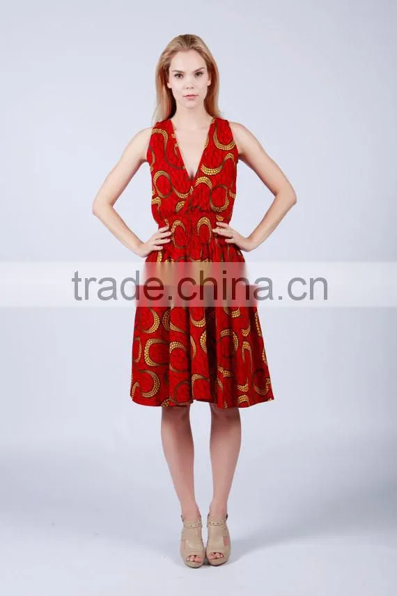 sleeveless A line shift wax print kitenge short african design dresses