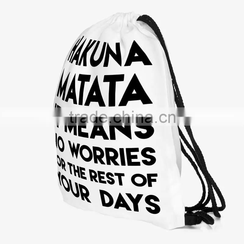 China Supplier Hot Sale Custom 3D Print Cheap Small Drawstring Bag