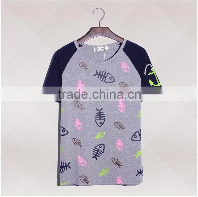 2014 the latest fashionable fishbone pattern t-shirt for lovers