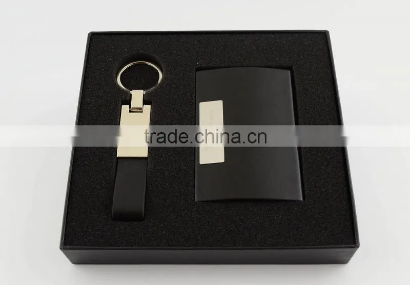 Engraved Set of Business Card Holder and Key Chain - Customized Personalised Gifts Idea