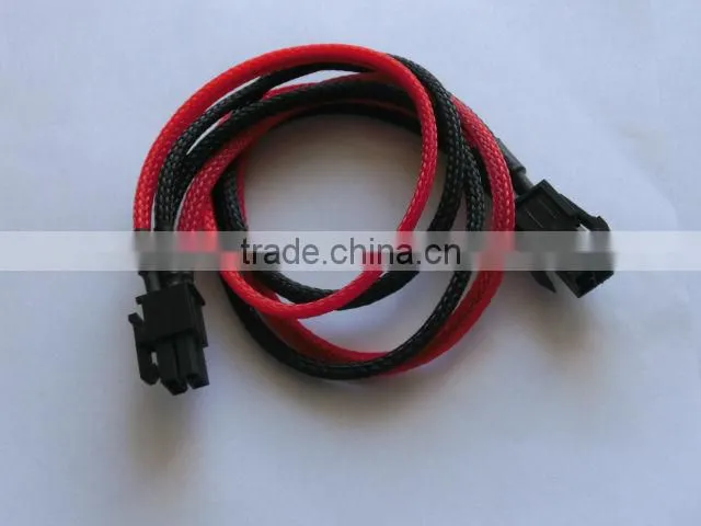 ATX 4M to 4F power cable with sleeving,40cm,27.4g,black and and red sleeving