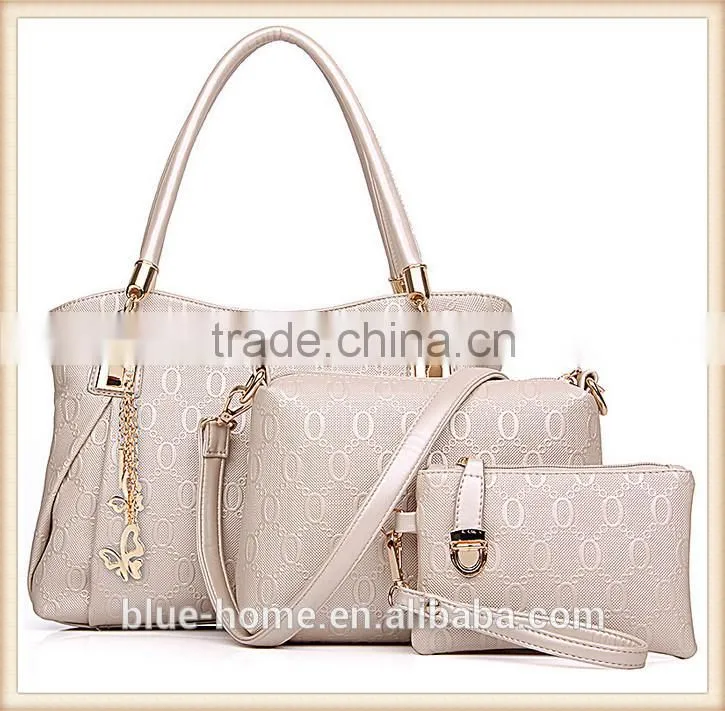 New stylish summer women bag set Gold handbag 3 pieces kit shoulder messager pouch