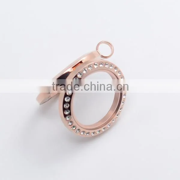 Crystal round 20mm/25mm/30mm stainless steel magnectic jewelry floating glass lockets
