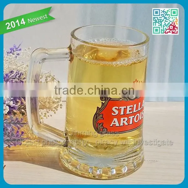 Wholesale Promotional Crystal Glass Mug Tumbler with Decal Printing Glass handle Mug Stein Decorative Beer Mug Cup Glass