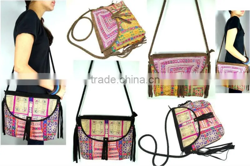 Leather Cross Body Bag Ethnic Shoulder Bag Frienge Bag
