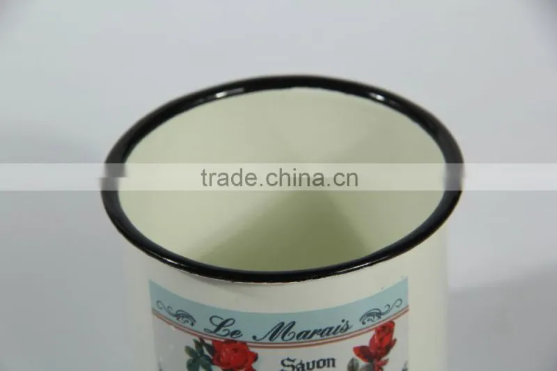Enamel canister, enamel mug, drinking cup
