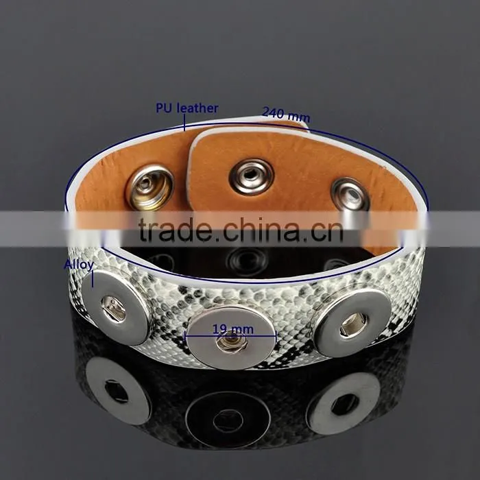 Wholesale Leather Wrap Bracelet With Snap Button Jewelry Fit For Button