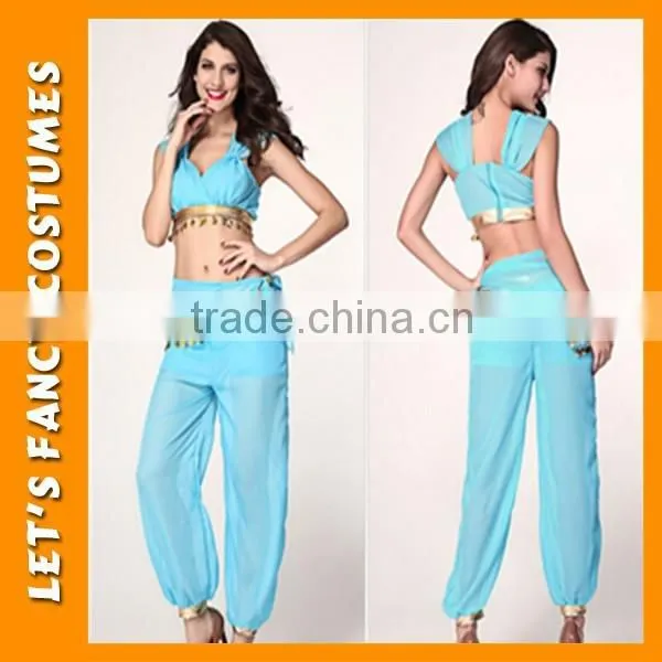 PGWC2800 Womens sexy blue genie jasmine aladdin ladies fancy dress costume