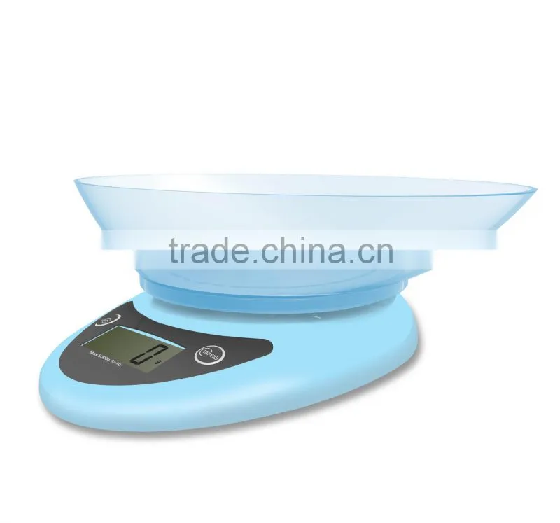 ABS and stainless steel kitchen scale 5kg for promotional gift cheap and lightweight kitchen food scale