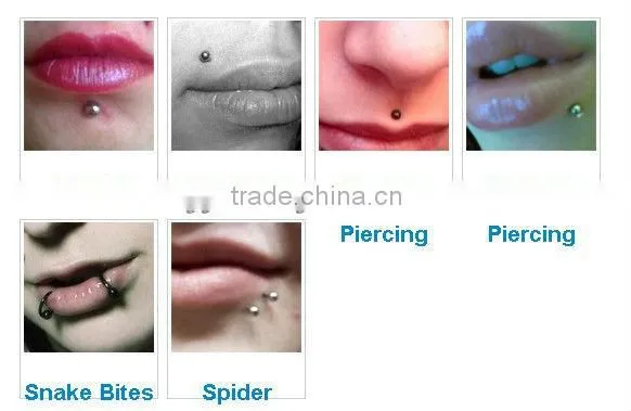 LR01005 stainless steel 16G zircon lip labret ring