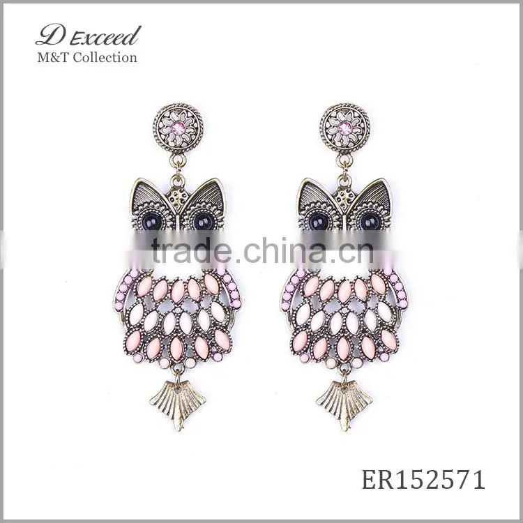 Wholesale Jewelry New Designs Ladies/Women's Vintage Ethnic Bohemian Earrings Owl Gold/Silver Plating Drop Earrings