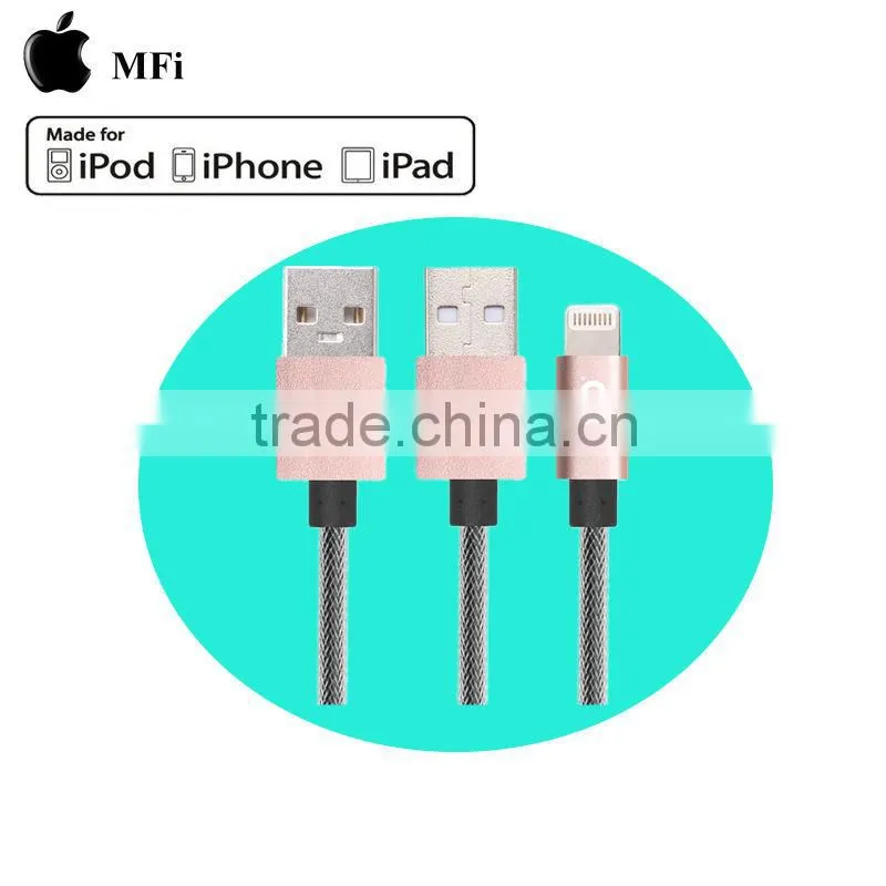 MFi certified nylon braided aluminum usb charger cable