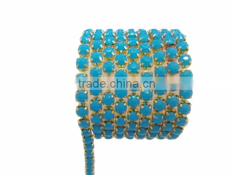 Rhinestone Trim Clear Crystal Strass ss24 Gold Metal Claw Cup Chain Sew On Rhinestones Chain For Clothes Garment