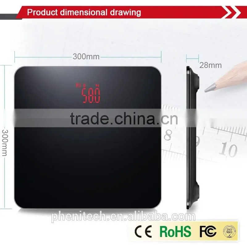 Digital tempered glass bluetooth bathroom weight scale with CE