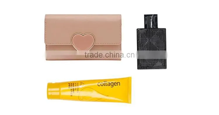 Pretty girls pink color faux leather wallet with heart shape lock