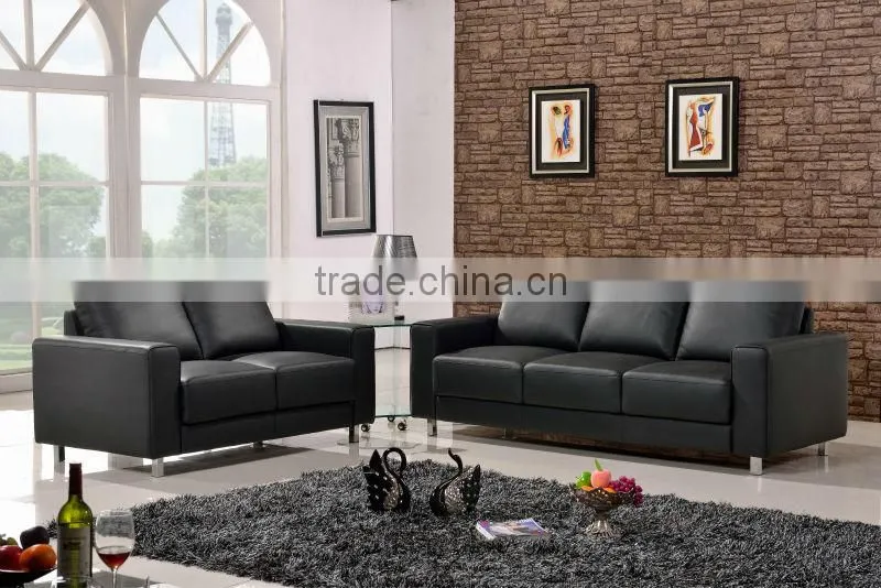 Chinese home furniture black leather sectional sofa low price
