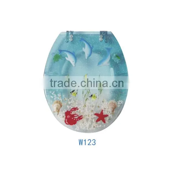 Sanitary bathroom poly resin color Chinese slowly down toilet cover