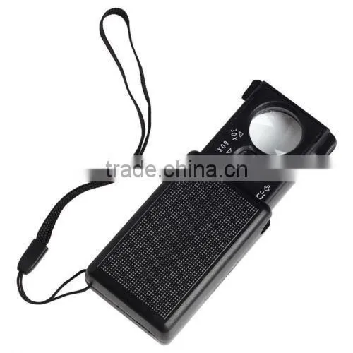 30X 60X Microscope Jewelry Loupe LED UV Currency Light