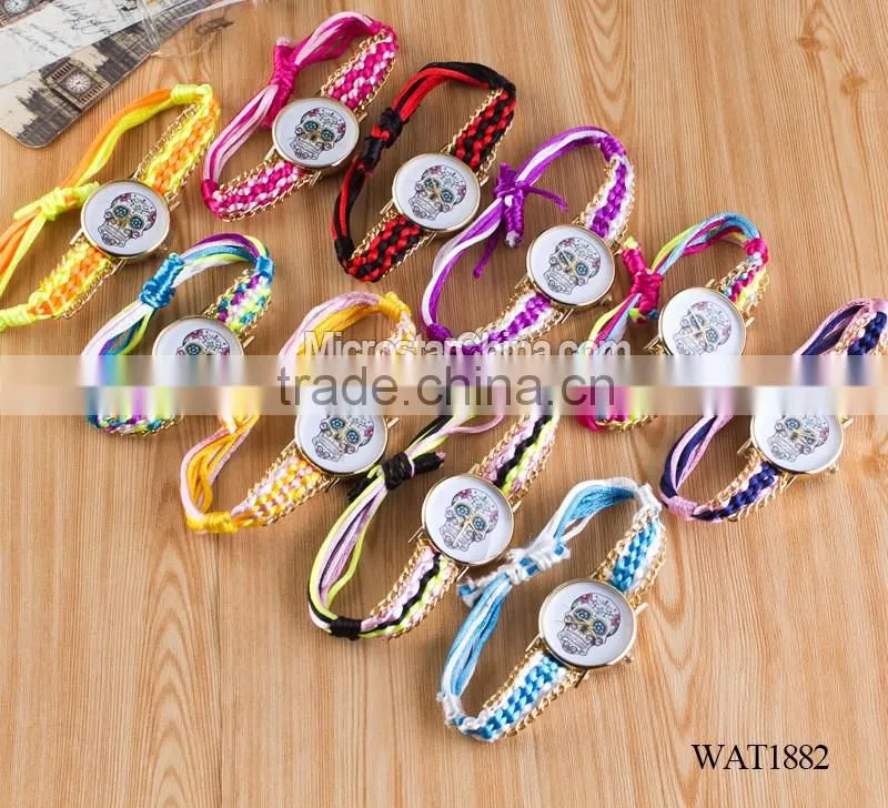 Elastic knitting watch chain skull promotional gift watch