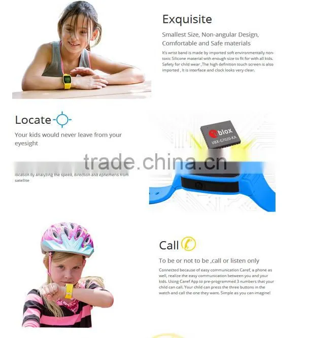 Kids Vague Waterproof IP 67 GPS tracker Caref Geo Fence Watch Phone