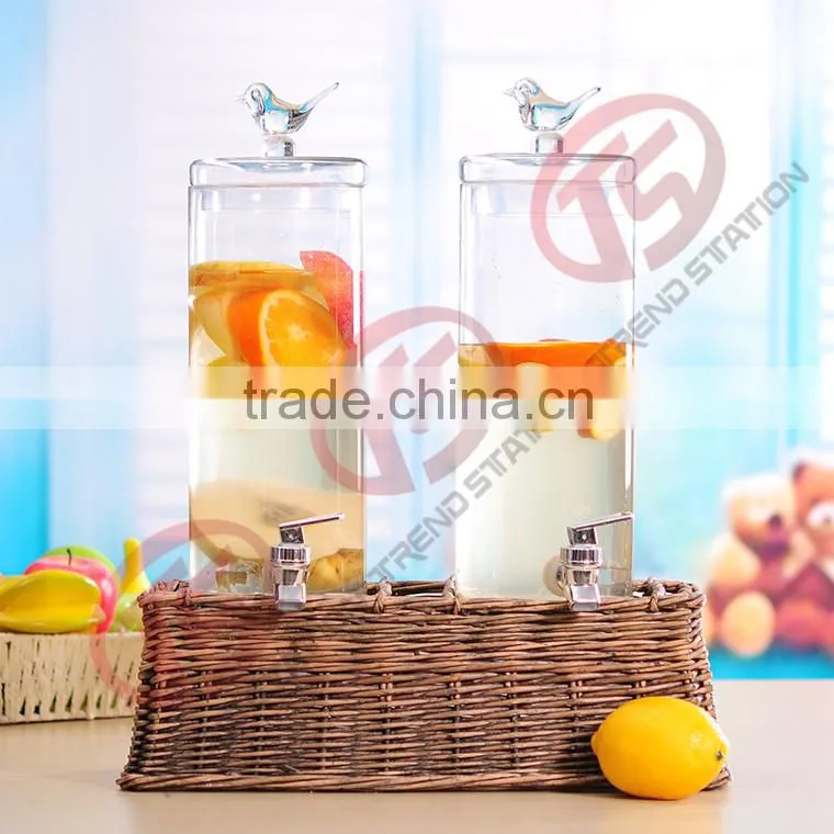 Wholesale glass juice dispenser with willow stand