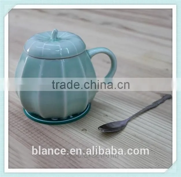 pumpkin coffee mug in squash shape ceramic farm like