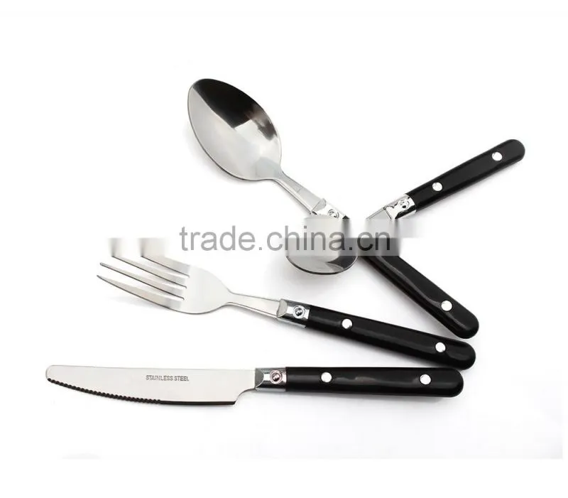 stainless steel cutlery black handle, cutlery sets 24pcs, set cutlery