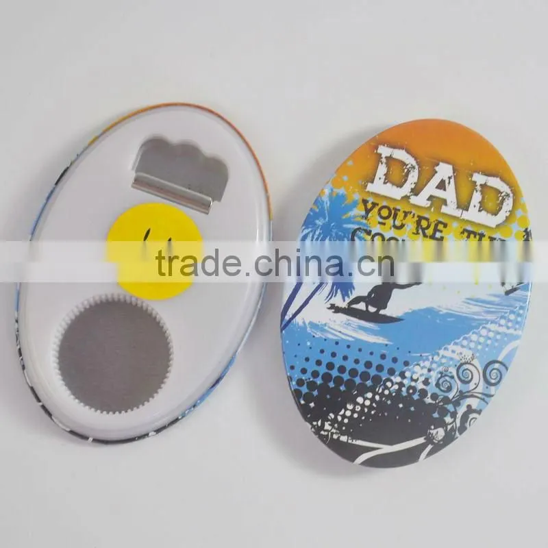Customized round tinplate beer opener , magnetic opener fridge , bottle opener fridge magnet