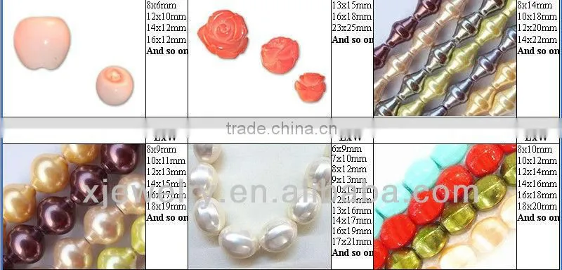 Professional custom and wholesale various colors and various shapes south sea shell pearl necklace DIY beads(shape card)