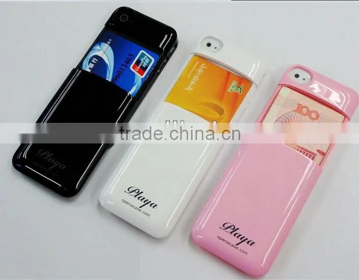 for iPhone 4 4S Slider Credit Card Holder Hard Case Cover Shell Drawer Locker