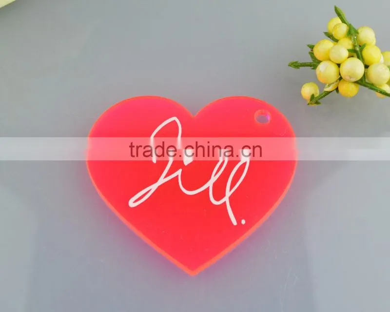 Novelty design acrylic red heart shape key tag manufacturing wholesale