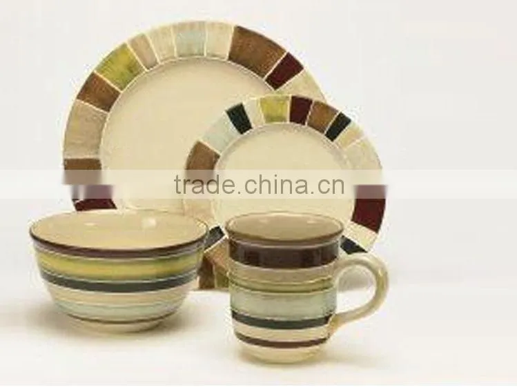 Promotional cheap glazing stoneware used restaurant dinnerware 16pcs