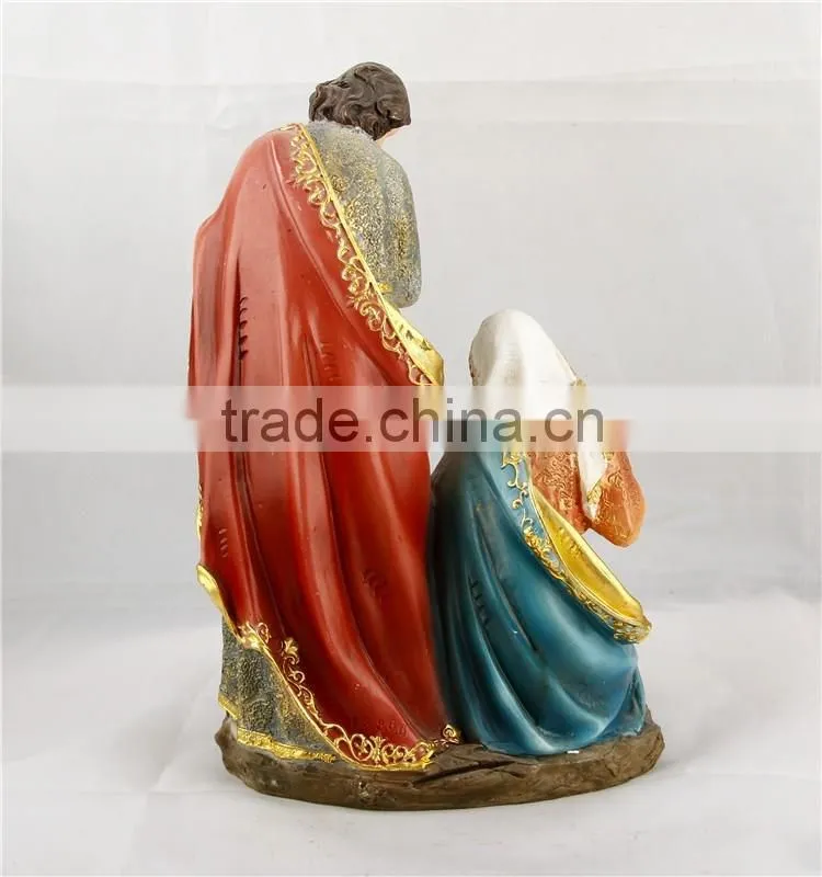 factory resin religion holy family with baby Jesus polyresin nativity figurines