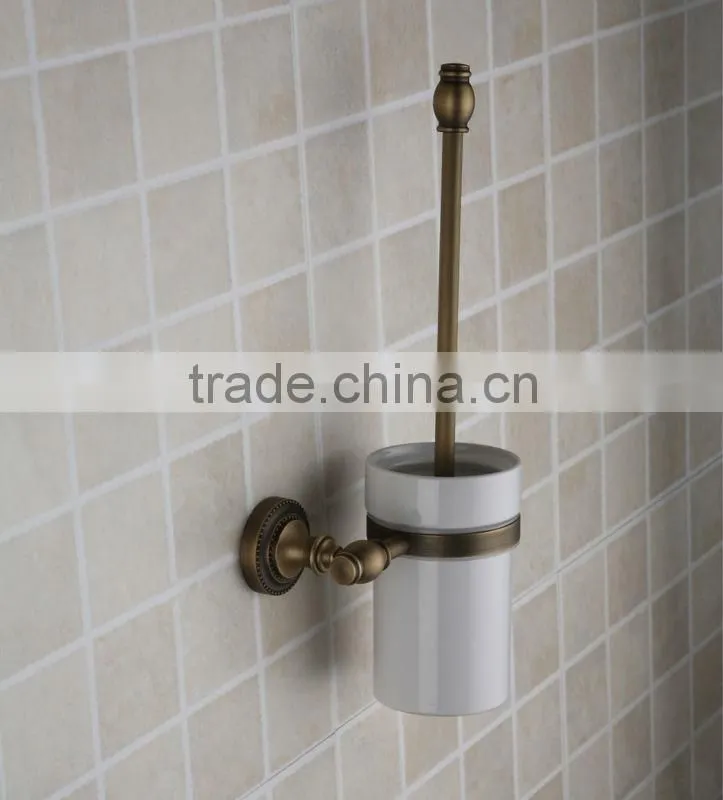 2014 Antique Fashion White Ceramic Antique Copper Toilet Brush Holder Accessories for Bathroom